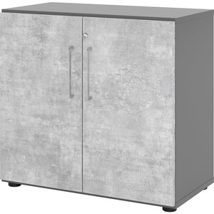 LIVIQUE, Aktenschrank Office, Hammerbacher Schrank V928T2/G/M/BS Grau 80 x 42 x 74,6 cm