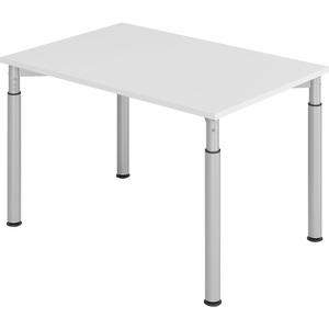 LIVIQUE, Schreibtisch Office, VERA-ZWO - Schreibtisch mit 4-Fuß-Gestell, höhenverstellbar, BxT 1200 x 800 mm, Platte lichtgrau, Gestell alusilber