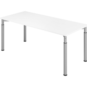 undefined, VERA-ZWO - Schreibtisch mit 4-Fuß-Gestell, höhenverstellbar, BxT 1800 x 800 mm, Platte weiß, Gestell alusilber, VERA-ZWO - Schreibtisch mit 4-Fuß-Gestell, höhenverstellbar, BxT 1800 x 800 mm, Platte weiß, Gestell alusilber