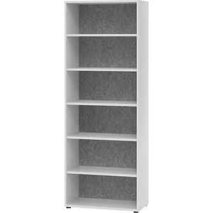 undefined, ANNY-AC - Regal mit Akustik-Rückwand HxBxT 2156 x 800 x 400 mm, 5 Fachböden lichtgrau, ANNY-AC - Regal mit Akustik-Rückwand, HxBxT 2156 x 800 x 400 mm, 5 Fachböden, lichtgrau