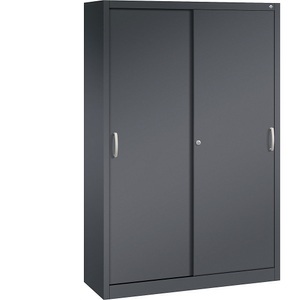 CP, CP ACURADO Schiebetürenschrank 3 Fachböden, 2 Schließfächer, HxBxT 1950 x 1200 x 400 mm schwarzgrau, C+P ACURADO Schiebetürenschrank, 3 Fachböden, 2 Schließfächer, HxBxT 1950 x 1200 x 400 mm, schwarzgrau