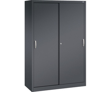 CP, CP ACURADO Schiebetürenschrank 3 Fachböden, 2 Schließfächer, HxBxT 1950 x 1200 x 500 mm schwarzgrau, C+P ACURADO Schiebetürenschrank, 3 Fachböden, 2 Schließfächer, HxBxT 1950 x 1200 x 500 mm, schwarzgrau