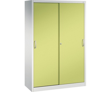 CP, CP ACURADO Schiebetürenschrank 3 Fachböden, 2 Schließfächer, HxBxT 1950 x 1200 x 500 mm lichtgrau / viridingrün, C+P ACURADO Schiebetürenschrank, 3 Fachböden, 2 Schließfächer, HxBxT 1950 x 1200 x 500 mm, lichtgrau / viridingrün
