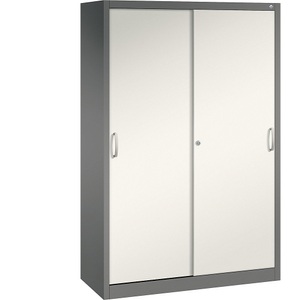 CP, CP ACURADO Schiebetürenschrank 3 Fachböden, 2 Schließfächer, HxBxT 1950 x 1200 x 500 mm vulkangrau / perlweiß, C+P ACURADO Schiebetürenschrank, 3 Fachböden, 2 Schließfächer, HxBxT 1950 x 1200 x 500 mm, vulkangrau / perlweiß