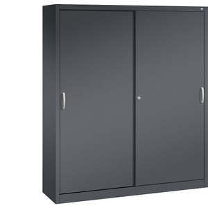 CP, CP ACURADO Schiebetürenschrank 6 Fachböden, 2 Schließfächer, HxBxT 1950 x 1600 x 400 mm schwarzgrau, C+P ACURADO Schiebetürenschrank, 6 Fachböden, 2 Schließfächer, HxBxT 1950 x 1600 x 400 mm, schwarzgrau