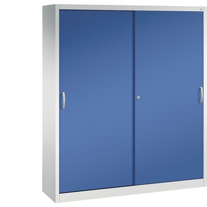 CP, CP ACURADO Schiebetürenschrank 6 Fachböden, 2 Schließfächer, HxBxT 1950 x 1600 x 400 mm lichtgrau / enzianblau, C+P ACURADO Schiebetürenschrank, 6 Fachböden, 2 Schließfächer, HxBxT 1950 x 1600 x 400 mm, lichtgrau / enzianblau