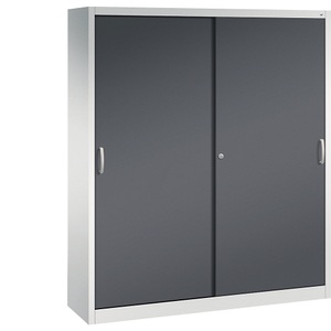 CP, CP ACURADO Schiebetürenschrank 6 Fachböden, 2 Schließfächer, HxBxT 1950 x 1600 x 400 mm lichtgrau / schwarzgrau, C+P ACURADO Schiebetürenschrank, 6 Fachböden, 2 Schließfächer, HxBxT 1950 x 1600 x 400 mm, lichtgrau / schwarzgrau