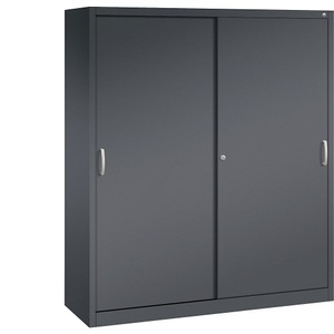 CP, CP ACURADO Schiebetürenschrank 6 Fachböden, 2 Schließfächer, HxBxT 1950 x 1600 x 500 mm schwarzgrau, C+P ACURADO Schiebetürenschrank, 6 Fachböden, 2 Schließfächer, HxBxT 1950 x 1600 x 500 mm, schwarzgrau