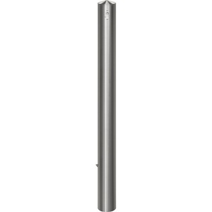undefined, Edelstahl-Sperrpfosten Ø 102 mm, Spitzkopf zum Einbetonieren, mit Bodenhülse, Profilzylinder, Edelstahl-Sperrpfosten, mit Spitzkopf, zum Einbetonieren mit Bodenhülse, Ø 102 mm, Profilzylinder
