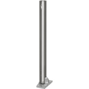 undefined, Edelstahl-Sperrpfosten mit Flachkopf mit Bodenplatte zum Aufdübeln, Ø 76 mm, Profilzylinder, Edelstahl-Sperrpfosten, mit Flachkopf, Bodenplatte zum Aufdübeln, Ø 76 mm, klappbar, Profilzylinder