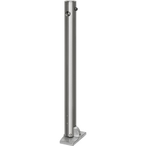undefined, Edelstahl-Sperrpfosten mit Flachkopf mit Bodenplatte zum Aufdübeln, Ø 76 mm, Dreikant, Edelstahl-Sperrpfosten, mit Flachkopf, Bodenplatte zum Aufdübeln, Ø 76 mm, klappbar, Dreikant