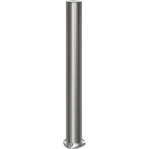 undefined, Edelstahl-Sperrpfosten mit Flachkopf mit Bodenplatte zum Aufdübeln, Ø 102 mm, selbstaufrichtend, Edelstahl-Sperrpfosten, mit Flachkopf, Bodenplatte zum Aufdübeln, Ø 102 mm, selbstaufrichtend