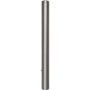 undefined, Edelstahl-Sperrpfosten mit Abschlusskappe mit Bodenhülse zum Einbetonieren, Ø 102 mm, Profilzylinder, Edelstahl-Sperrpfosten, mit Abschlusskappe, Bodenhülse zum Einbetonieren, Ø 102 mm, Profilzylinder