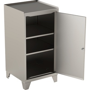 undefined, Werkzeugschrank mit Stollenfüßen, Edelstahl-Werkzeugschrank mit Stollenfüßen, mit 2 Fachböden, HxBxT 1000 x 500 x 500 mm