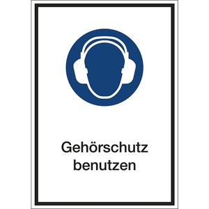 undefined, Kombizusatzschilder für Gebotszeichen, Kombizusatzschilder für Gebotszeichen, Gehörschutz benutzen, Folie, LxHxT 130 x 185 x 0.1 mm