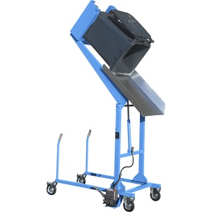 EUROKRAFTpro, Mülltonnen-Kippstation, Mülltonnen-Kippstation MKS, für 120 & 240 l Tonnen, Ausschütthöhe 1480 mm, Kippw. 135°, bis 110 kg, Rollen, Fusspumpe, RAL 5012