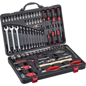 Vigor, Werkzeugkoffer V4 inkl. Werkzeug, VIGOR Werkzeugkoffer mit 95 Teilen, Schlüsselweite 3 - 32 mm, 95 Teile