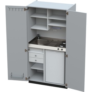 undefined, Schrankküche mit Flügeltüren, Schrankküche mit Flügeltüren, 2 Massekochfelder, Becken links, grau, 1956x1000x650 mm