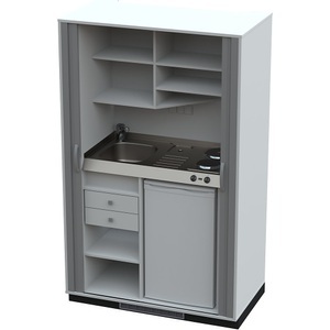 undefined, Schrankküche mit Jalousiefront, Schrankküche mit Jalousiefront, 2 Massekochfelder, Becken links, weiß/anthrazit 1956 x 1200 x 650 mm