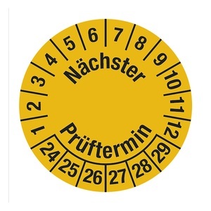 undefined, Nächster Prüftermin, Folie, Nächster Prüftermin, Folie, LxH 95 x 25 mm, VE 10 Stk, 24 - 29, gelb