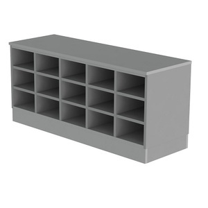 undefined, Sitover-Garderobenbank, Sitover-Garderobenbank, einseitig, melaminbeschichtet, 15 Fächer, Länge 1360 mm, grau