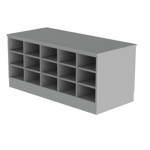 undefined, Sitover-Garderobenbank, Sitover-Garderobenbank, doppelseitig, melaminbeschichtet, 2 x 15 Fächer, Länge 1360 mm, grau