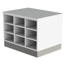undefined, Sitover-Garderobenbank, Sitover-Garderobenbank, doppelseitig, melaminbeschichtet, 2 x 9 Fächer, Länge 820 mm, weiß, Edelstahlsockel
