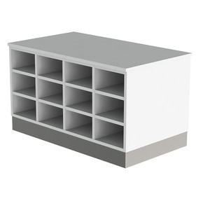 undefined, Sitover-Garderobenbank, Sitover-Garderobenbank, doppelseitig, melaminbeschichtet, 2 x 12 Fächer, Länge 1090 mm, weiß, Edelstahlsockel