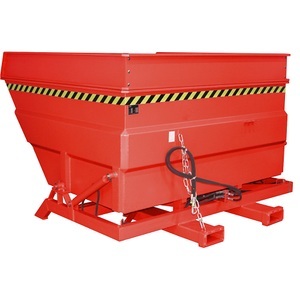 EUROKRAFTpro, XXL-Kippbehälter mit Aufrichthilfe, eurokraft pro XXL-Kippbehälter mit Aufrichthilfe, Volumen 4 m³, mit Aufsatzrahmen und Hydraulik, feuerrot