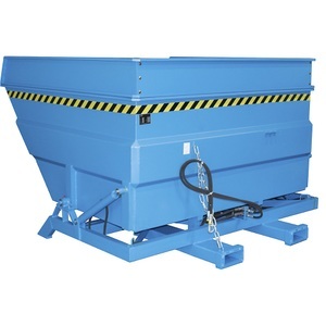EUROKRAFTpro, XXL-Kippbehälter mit Aufrichthilfe, eurokraft pro XXL-Kippbehälter mit Aufrichthilfe, Volumen 4 m³, mit Aufsatzrahmen und Hydraulik, lichtblau