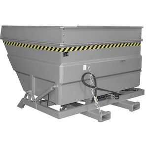 EUROKRAFTpro, XXL-Kippbehälter mit Aufrichthilfe, eurokraft pro XXL-Kippbehälter mit Aufrichthilfe, Volumen 4 m³, mit Aufsatzrahmen und Hydraulik, mausgrau
