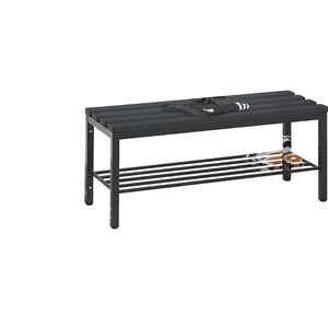 CP, Garderobenbank BASIC, ohne Lehne, C+P Garderobenbank BASIC, Kunststoffleisten, Länge 1000 mm, schwarzgrau, Schuhrost