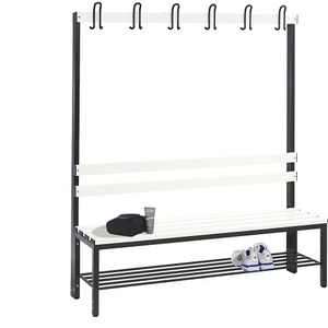 CP, Garderobenbank BASIC, einseitig, C+P Garderobenbank BASIC, einseitig, Kunststoffleisten, Länge 1500 mm, reinweiß, Schuhrost