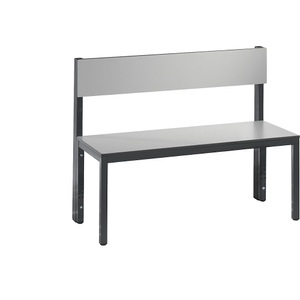 CP, Garderobenbank BASIC PLUS, einseitig, C+P Garderobenbank BASIC PLUS, einseitig, HPL, Lehne, Länge 1000 mm, silbergrau