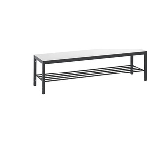 CP, Garderobenbank BASIC PLUS, ohne Lehne, C+P Garderobenbank BASIC PLUS, Sitzfläche aus HPL, Länge 1500 mm, weiß, Schuhrost