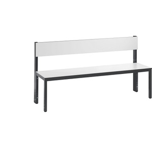CP, Garderobenbank BASIC PLUS, einseitig, C+P Garderobenbank BASIC PLUS, einseitig, HPL, Lehne, Länge 1500 mm, weiß