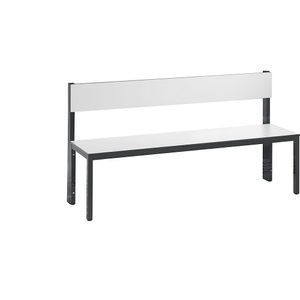 CP, Garderobenbank BASIC PLUS, einseitig, C+P Garderobenbank BASIC PLUS, einseitig, HPL, Lehne, Länge 1500 mm, weiß, Schuhrost