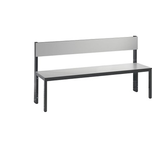 CP, Garderobenbank BASIC PLUS, einseitig, C+P Garderobenbank BASIC PLUS, einseitig, HPL, Lehne, Länge 1500 mm, silbergrau, Schuhrost