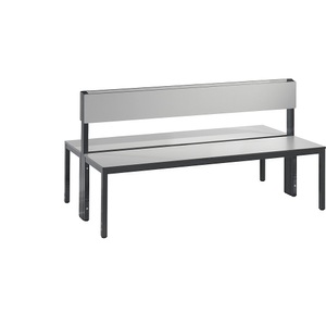 CP, Garderobenbank BASIC PLUS, doppelseitig, C+P Garderobenbank BASIC PLUS, doppelseitig, HPL, Lehne, Länge 1500 mm, silbergrau