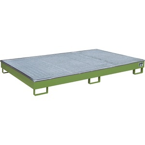 EUROKRAFTpro, Regal-Bodenwanne, eurokraft pro Regal-Bodenwanne mit PE-Einsatz, mit Rost, 240 l, LxBxH 2165 x 1315 x 230 mm, grün, ab 3 Stk