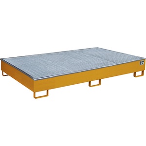 EUROKRAFTpro, Regal-Bodenwanne, eurokraft pro Regal-Bodenwanne mit PE-Einsatz, mit Rost, 1000 l, LxBxH 2165 x 1315 x 510 mm, orange