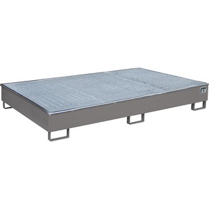 EUROKRAFTpro, Regal-Bodenwanne, eurokraft pro Regal-Bodenwanne mit PE-Einsatz, mit Rost, 1000 l, LxBxH 2165 x 1315 x 510 mm, grau