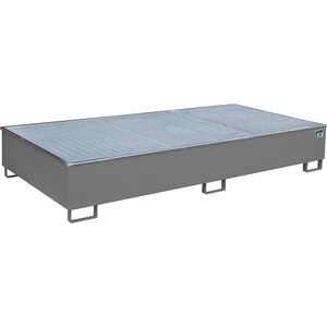 EUROKRAFTpro, Regal-Bodenwanne, eurokraft pro Regal-Bodenwanne mit PE-Einsatz, mit Rost, 1000 l, LxBxH 2665 x 1315 x 440 mm, grau