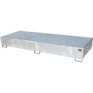 EUROKRAFTpro, Regal-Bodenwanne, eurokraft pro Regal-Bodenwanne mit PE-Einsatz, mit Rost, 1000 l, LxBxH 3265 x 1315 x 385 mm, verzinkt, ab 3 Stk