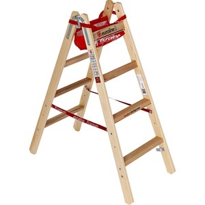 undefined, Holz-Stehleiter mit Komfort-Breitsprossen, Holz-Stehleiter mit Komfort-Breitsprossen, beidseitig begehbar, 2 x 4 Sprossen