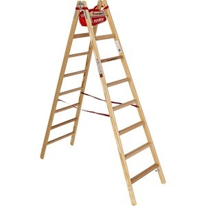 undefined, Holz-Stehleiter mit Komfort-Breitsprossen, Holz-Stehleiter mit Komfort-Breitsprossen, beidseitig begehbar, 2 x 8 Sprossen