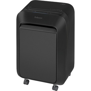 Fellowes, Aktenvernichter LX211, Aktenvernichter Fellowes® Microshred LX 211, Mikropartikelschnitt 2 x 12 mm, P-5, 23 l, 15 Blatt Schnittleistung, mit Rollen, schwarz