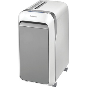 Fellowes, Aktenvernichter LX221, Aktenvernichter Fellowes® Microshred LX 201, Mikropartikelschnitt 2 x 12 mm, P-5, 22 l, 12 Blatt Schnittleistung, mit Rollen, weiss