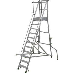 undefined, Mobile Alu-Podesttreppe, Mobile Alu-Podesttreppe, klappbar, mit gerieften Aluminiumstufen, 11 Stufen inkl. Plattform