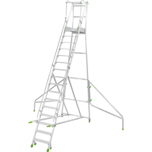 undefined, Mobile Alu-Podesttreppe, Mobile Alu-Podesttreppe, klappbar, mit gerieften Aluminiumstufen, 16 Stufen inkl. Plattform